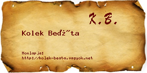 Kolek Beáta névjegykártya